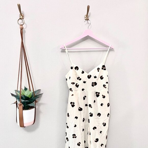 Red Carter Ivory Leopard Print Embroidered Romper Jumpsuit Size S - Picture 3 of 7